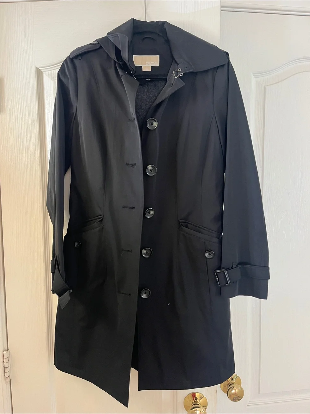 Michael Kors Black Trench Coat with Hood